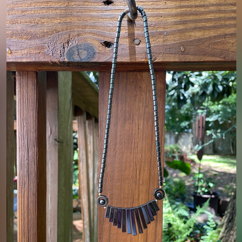 Vintage Hematite Necklace 18”